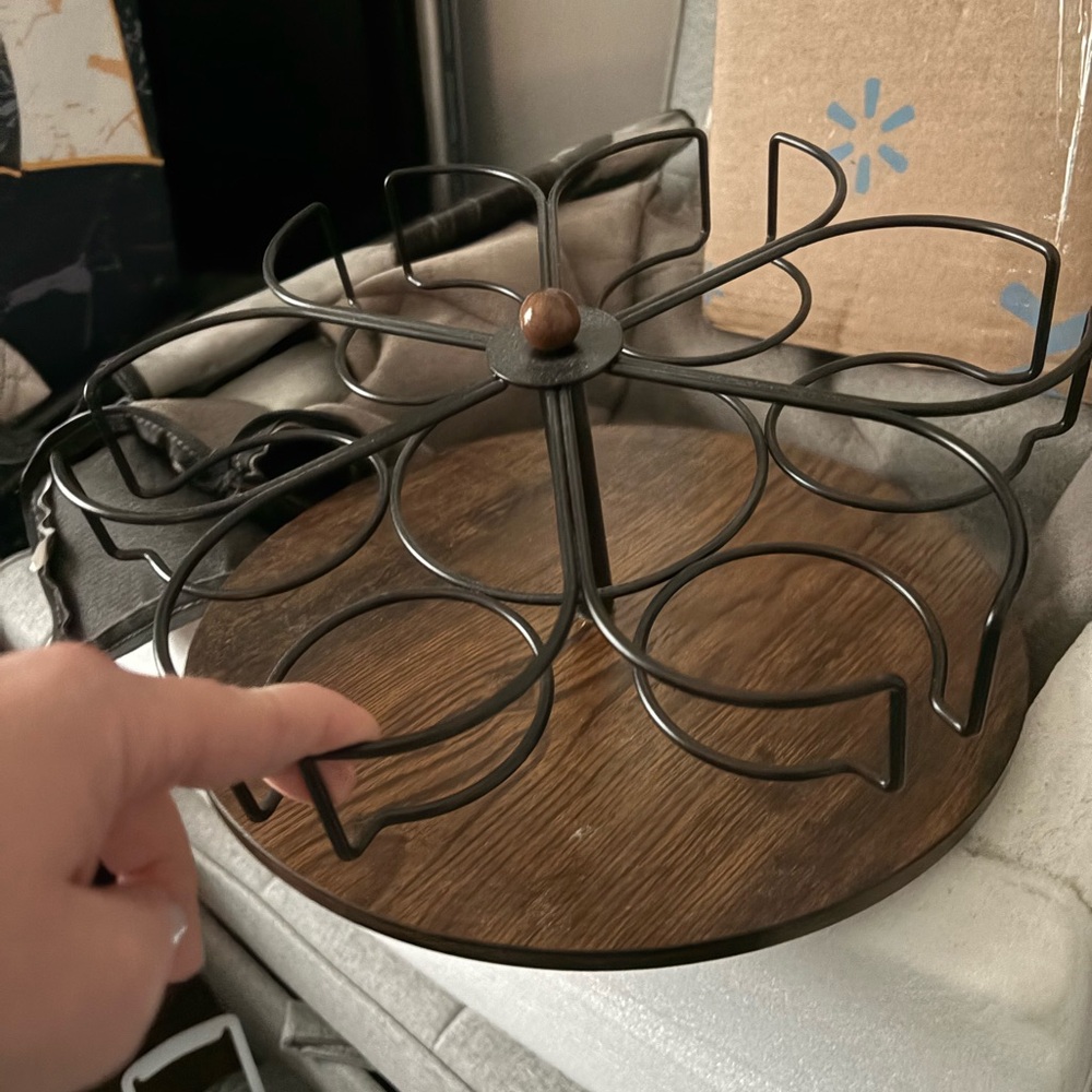Black Metal and Wood Lazy Susan